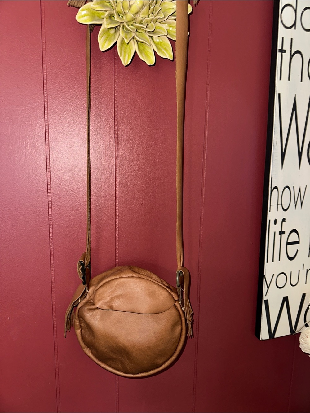 Round Leather Crossbody Bag